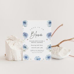 Dusty Blue Bridal Shower Invitation Template-blue Floral Bridal Shower ...