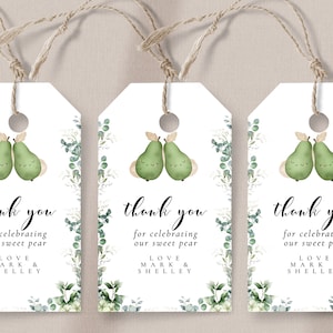 Twin Baby Shower Favor Tag- Pear Baby Shower Decor, Pear Twin Baby Shower, Pear Theme, Gender Neutral Baby Shower, Editable Instant Download