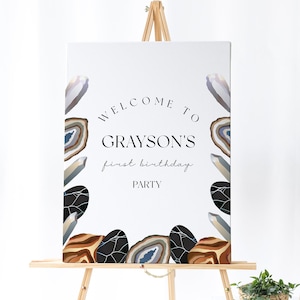 Geology Party Decorations - Geology Birthday Welcome Sign, Gem Birthday Sign,  Geode Birthday Theme, Kids Birthday Editable Instant Download