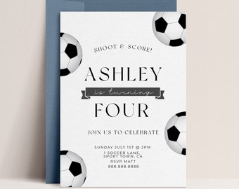 Editable Soccer Birthday Invitation - Soccer Invitation, Soccer BIrthday Party Invitation, Football Birthday Invitation, Instant Download