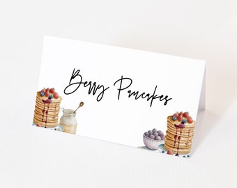 Segnaposto per pancake - Etichetta per cibo da brunch, Tenda per cibo da pancake, Baby shower con pancake, Decorazioni per brunch di compleanno, Download istantaneo modificabile