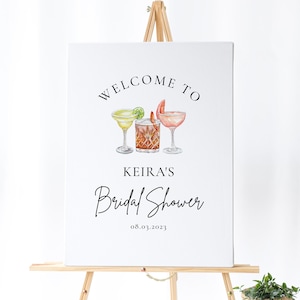 Cocktail Welcome Sign -Cocktail Welcome Board, Cocktail Bachelorette Decor, Cocktail Bridal Shower, Bridal Shower Drinks, Editable Download