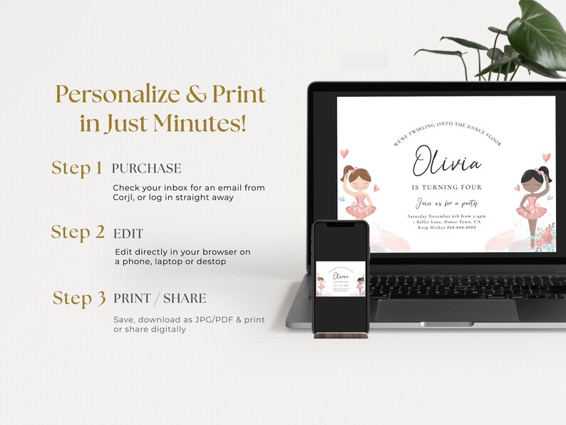 Editable Ballet Birthday Party Invitation-ballerina Birthday Invitation ...