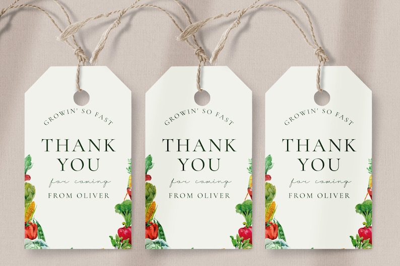 Farmers Market Birthday Favor Tag Farmers Market Party Decor, Farmers Market Thank You, Vegetable Theme, Farm Theme, Editable Download image 1