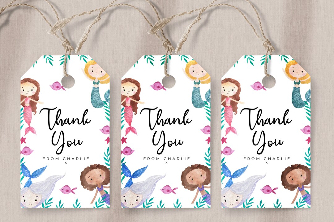 Mermaid Favor Tags - Mermaid Birthday Party, Birthday Decorations ...