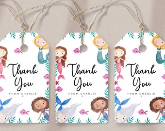 Etiquetas de recuerdo de sirena - Fiesta de cumpleaños de sirena, decoraciones de cumpleaños, fiesta de cumpleaños de niñas, imprimibles de sirena, cumpleaños infantil, descarga instantánea