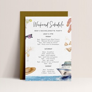 Cruise Itinerary Template - Cruise Birthday Schedule, Cruise Bachelorette Party Invite, Boat Bachelorette, Yacht Invite, Editable Download