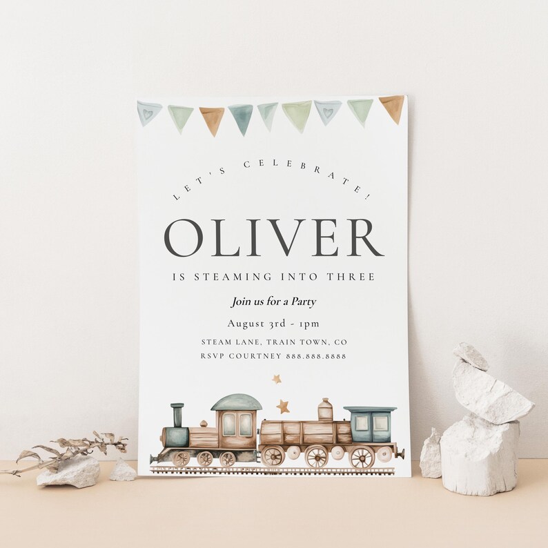 Editable Train Birthday Invitation -train Invitation Template, Vintage ...