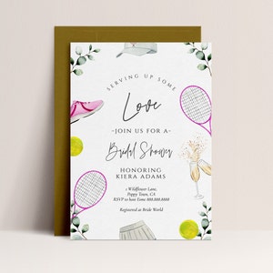 Tennis Theme Bridal Shower Invitation -Tennis Bridal Shower Invite, Tennis Bachelorette Invitation, Tennis Themed, Editable Instant Download