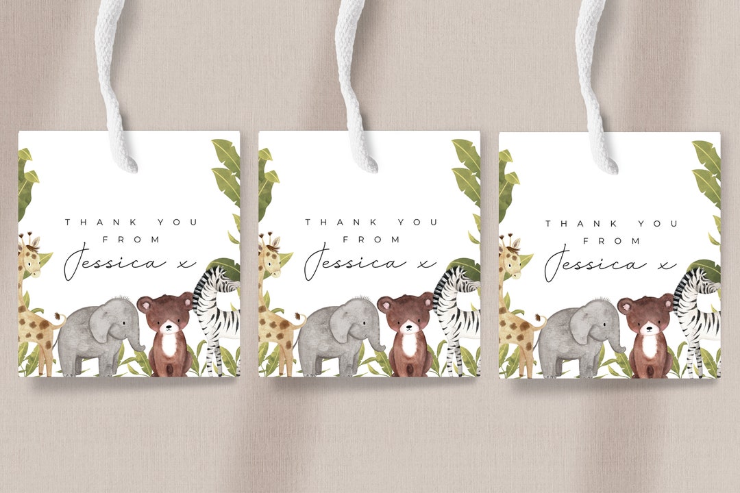 Safari Birthday Favor Tag Safari Baby Shower Gift Tag, Animal Favor Tag