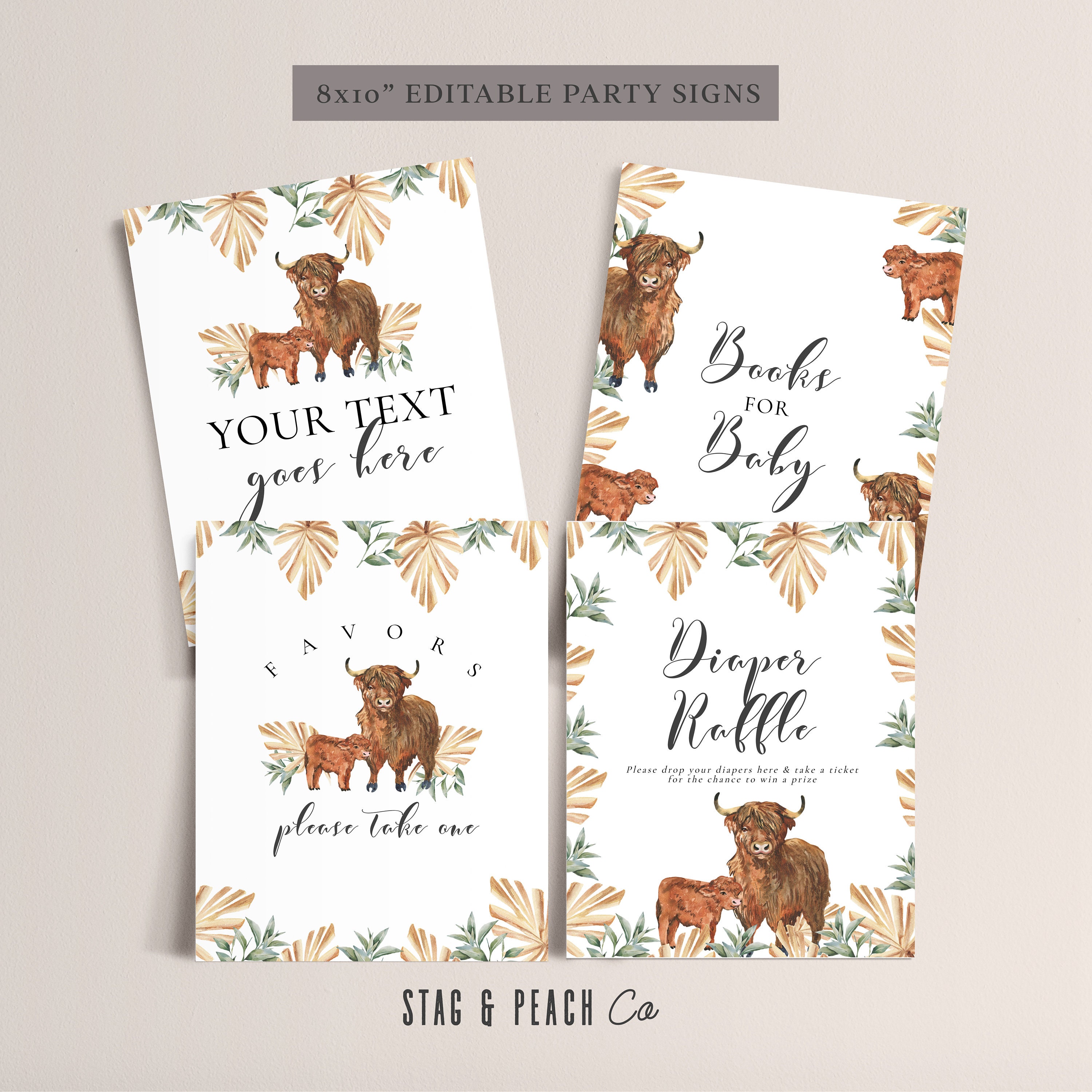 JeVenis Decorazioni Per Torta Highland Cow, Set Con 2 Mucche E 15 Palline Colorate, Per Compleanni E Baby Shower A Tema Fattoria - 2