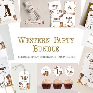 Western Party Dekor Bundle - Rodeo Geburtstag Dekorationen, Cowboy Party Dekor, Rodeo Party Zubehör, Rodeo Geburtstag Kulisse Instant Download