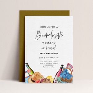 France Bachelorette Invitation Template -French Theme Invitation, France Trip, French Theme Party, France Birthday Wedding Editable Download