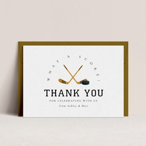 Hockey Bedankkaart Hockey Thema Babyshower, Sportthema Babyshower, Parendouche, Hockey Verjaardagsgunsten, Bewerkbare Instant Download afbeelding 1