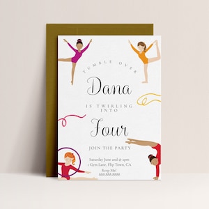 Gymnastics Party Invitation Girls - Gymnastics Birthday Party Invitation, Gymnastics Invitation, Gymnastics Party Invite, Instant Download