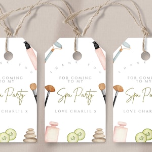 Spa Party Favor Tag - Spa Party Thank You Tag, Spa Birthday Tag Girl, Make up, Spa Party Gift Tag, Spa Party Favor Tag, Editable Template
