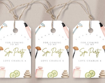 Spa Party Favor Tag - Spa Party Thank You Tag, Spa Birthday Tag Girl, Make up, Spa Party Gift Tag, Spa Party Favor Tag, Editable Template