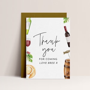 Wijnmakerij Bachelorette Bedankkaart - Wijnproeverij Decor, Wijnmakerij Bruidsdouche, Wijn Thema Bachelorette Benodigdheden, Bewerkbare Instant Download