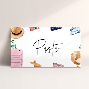 Cartão de lugar de viagem Nomes de lugares de viagens de casamento, Peças centrais de tema de viagem para barraca de comida de aposentadoria de viagem, Decoração de tema de aventura Download editável