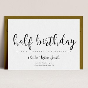 Half Birthday Invite - 6 Months Birthday Party Invitation, Black and White Birthday Invite, Half Birthday Party Invite, Instant Download