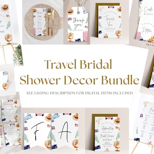 Travel Bridal Shower Decor Bundle - Travel Bridal Shower Signs, Invite, Favors & More, Adventure Theme Decor, Editable Printable Download