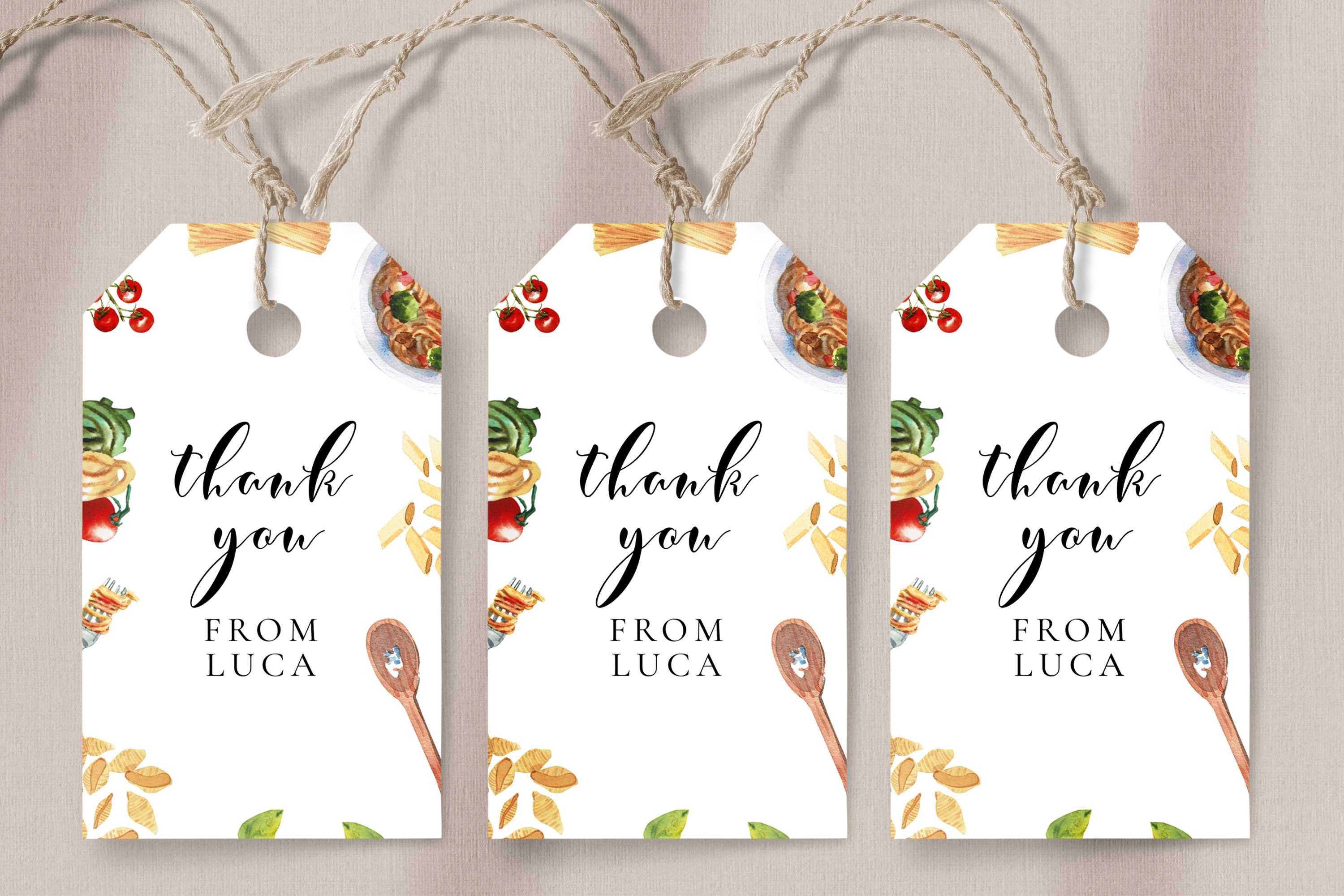 Pasta Favor Tags - Pasta Birthday, Spaghetti Birthday, Italian Birthday ...