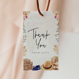 Farewell Party Favor Tag - Going Away Party Decorations, Travel Favor Tag, Goodbye Party Decor, Map Theme, Globe Editable Instant Download