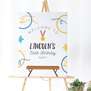 Boys Gymnastics Welcome Sign - Gymnastics Party Decorations, Gymnastics Birthday Banner, Gymnastics Birthday Kids, Editable Instant Download