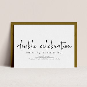 Joint Birthday Invitation Adult - Modern, Double Birthday Party Invite, Joint Birthday Party Invite, Editable Instant Download Template