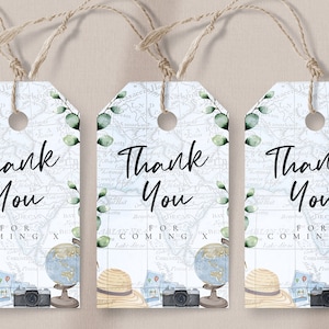 Travel Favor Tag - Travel Baby Shower, Travel Theme Baby Shower, Travel Adventure, Travel Gift Tag World Map, Editable Instant Download