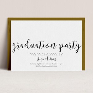 Graduation Party Invitation Template- Senior Graduation Announcement, Printable Graduation Party Invitation, Graduation Invite black & white