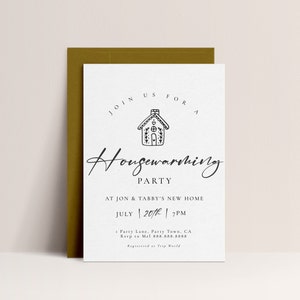Faire-part de pendaison de crémaillère moderne, carte d'invitation numérique, nouvelle maison, faire-part de déménagement, téléchargement immédiat modifiable
