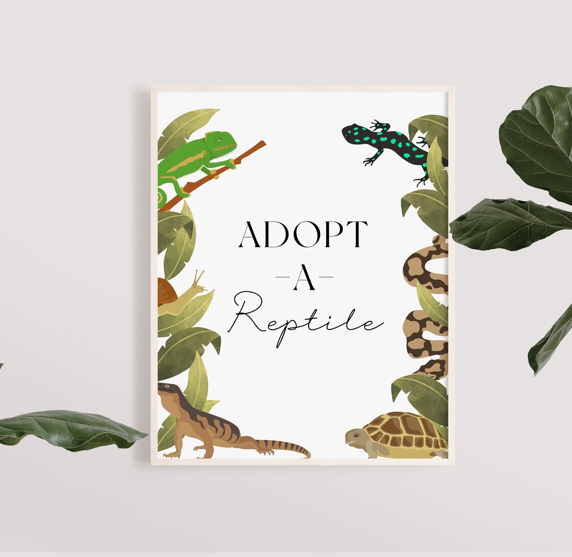 Snake Rescue Words Sign Reptile Birthday Decor - Adopt a Reptile Sign, Reptile Adoption Sign ...