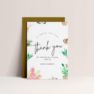 Yoga Bridal Shower Thank You Card - Yoga Bridal Shower Decor, Meditation Party, Yoga Favors, Yoga Wedding Shower, Editable Instant Download