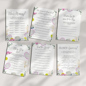 Tennis Bridal Shower Games - Tennis Bachelorette Games, Tennis Themed Party Decor, Tennis Birthday Decor, Pink Editable Instant Download