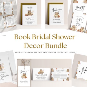 Book Themed Bridal Shower Bridal Shower Bundle - Book Shower Decor, Library Bridal Shower Signs, Storybook Bridal Shower, Editable Download