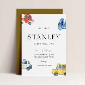 Transportation Birthday Invitation -Truck Birthday Invitation, Cars Birthday Invite, Truck & Cars Birthday Invite, Editable Instant Download