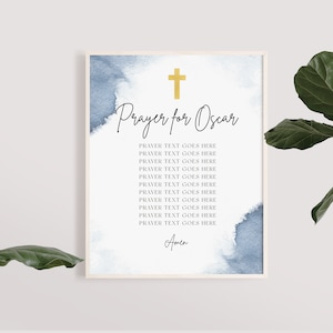 Stampa prima comunione segno-modificabile della Santa Comunione 8x10", Preghiera della comunione per ragazzi, Arredamento della Santa Comunione, Battesimo del ragazzo stampabile in acquerello blu