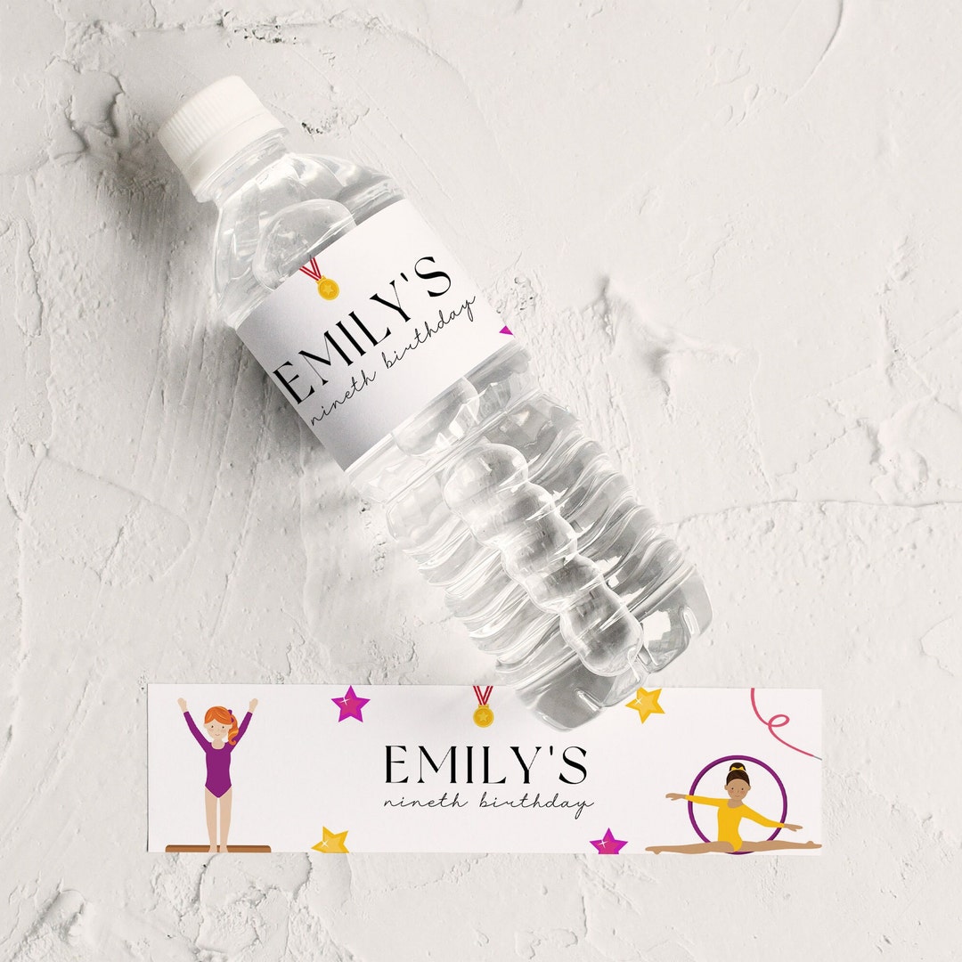 Gymnastics Bottle Sticker gymnastics Party Decor Gymnastics Etsy