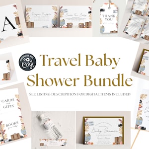 Travel Baby Shower Decorations Bundle - Travel Baby Shower, Adventure Theme Baby Shower, Travel Baby Shower Invitation, Editable Download