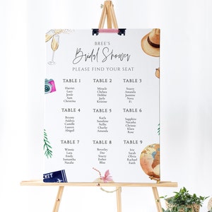 Travel Seating Chart-Travel Bridal Shower Welcome Sign, Travel Bridal Shower Decor, Adventure Theme, Travel Theme Wedding, Editable Download