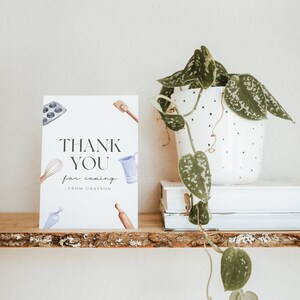 Cooking Birthday Party Thank You Card - Editable Baking Party Thank You ...