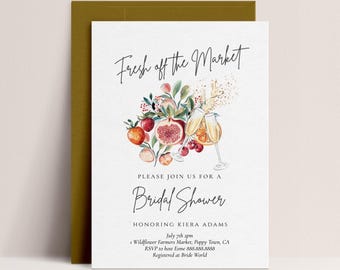 Farmers Market Bridal Shower Invitation Template - Fruit Bridal Shower Invitation -Farmers Market Wedding Shower Invitation Instant Download