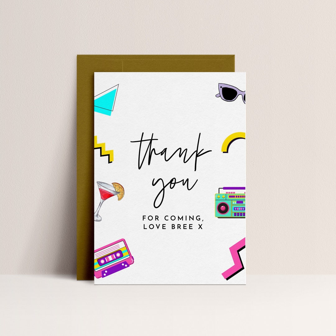 90s Bachelorette Party Thank You Card 90s Hen Party, 90s Themed Party