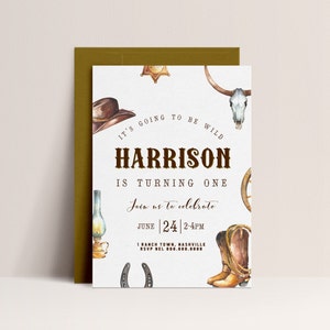 Western Birthday Invitation - Cowboy Birthday Invitation, Country Birthday Invitation, Rodeo Birthday Theme, Wild Invite, Editable Download