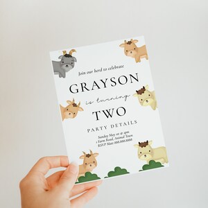 Goat Birthday Invitation - Goat Invitation, Farm Birthday Invitation ...