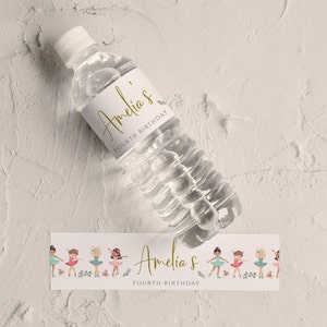 Ballerina Water Bottle Labels - Ballerina Party Favors, Ballet Party Decor, Ballet Party Supplies, Ballet Birthday Decor, Editable Download