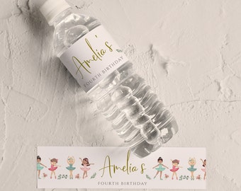 Ballerina Water Bottle Labels - Ballerina Party Favors, Ballet Party Decor, Ballet Party Supplies, Ballet Birthday Decor, Editable Download