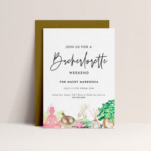 Yoga Bachelorette Party Invitation Template - Yoga Bachelorette Invite, Yoga Birthday, Yoga Invitation, Spa Invite, Girls Editable Download