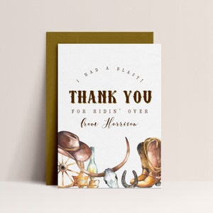 Cowboy Thank You Card - Western Thank You Card 3.5x5 », Anniversaire thème rodéo, Décor d’anniversaire occidental, Fête d’anniversaire sauvage, Téléchargement instantané